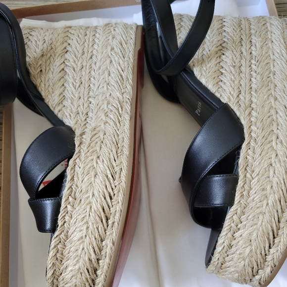 Christian Louboutin Mariza zeppa 130 black leather wedge sandals sz 39 - Picture 12 of 16